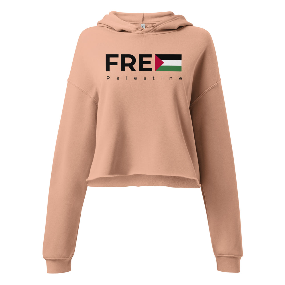 Free Palestine - Crop Hoodie, Womens Cropped Hoodie Peach