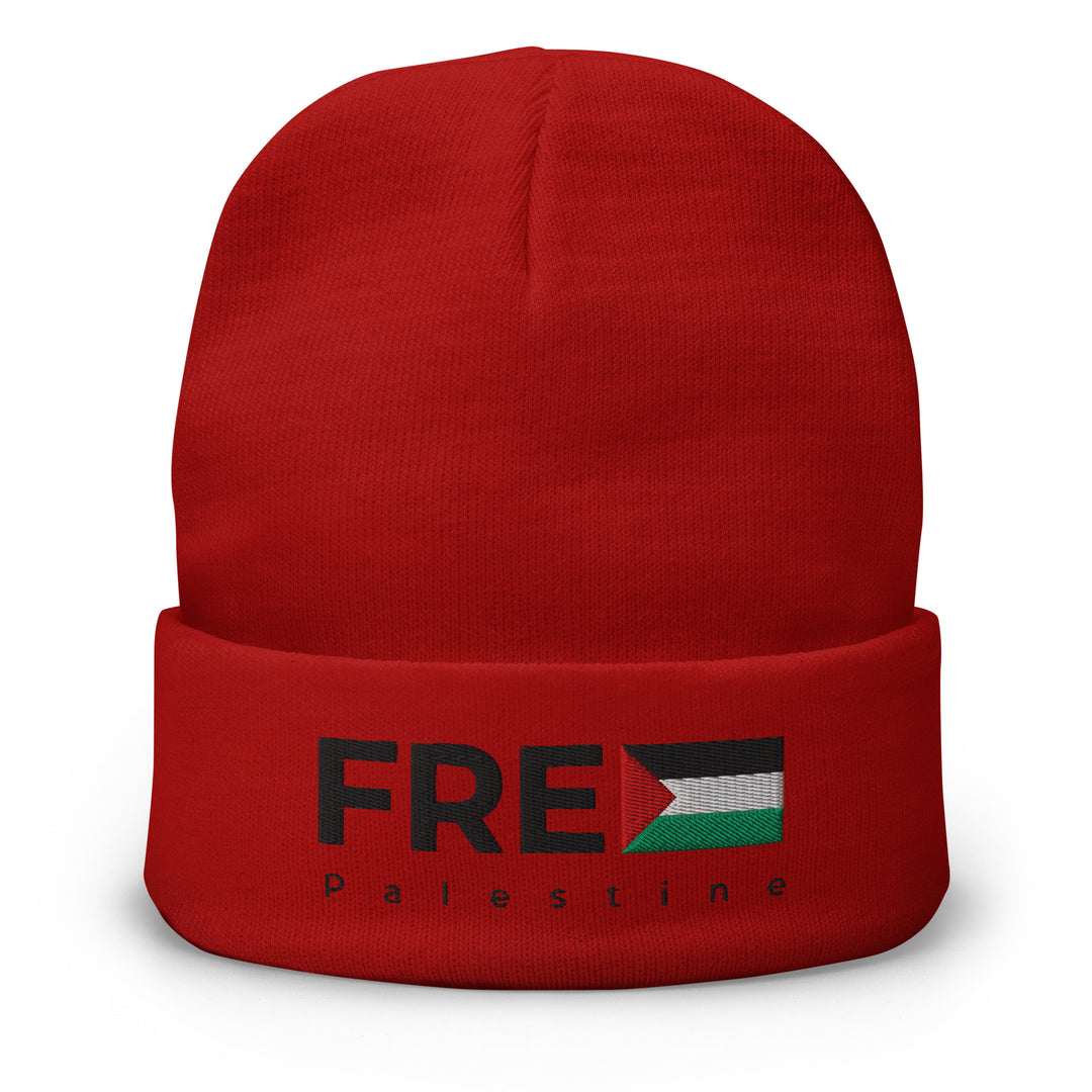 Free Palestine - Embroidered Beanie, Knit Beanie Red