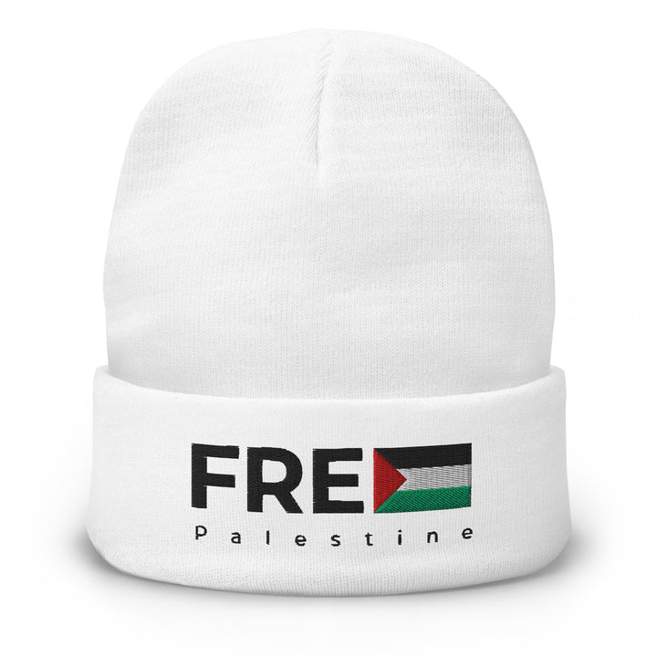 Free Palestine - Embroidered Beanie, Knit Beanie White