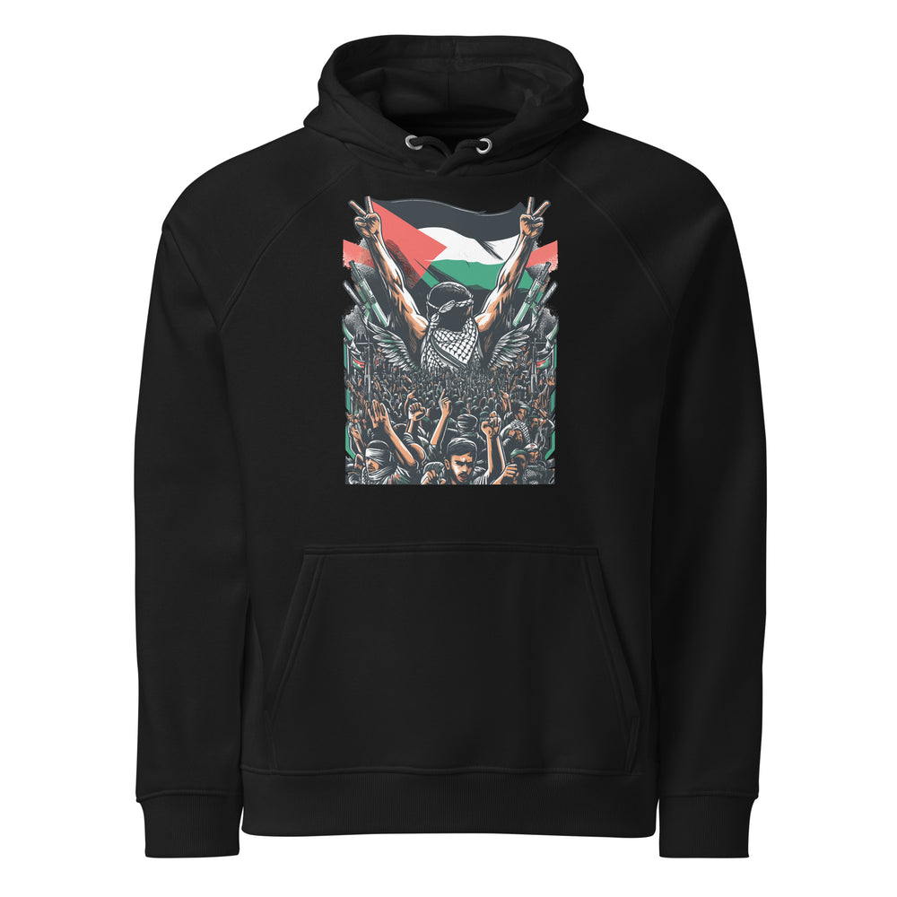 Free Palestine - Men’s Eco Raglan Hoodie, Eco Raglan Hoodie Black