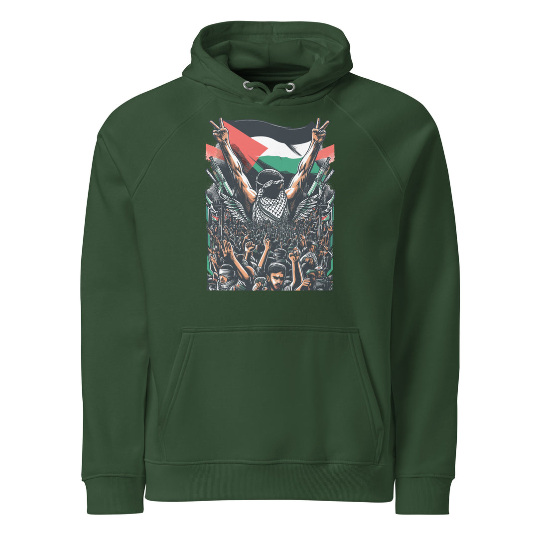 Free Palestine - Men’s Eco Raglan Hoodie, Eco Raglan Hoodie Bottle Green