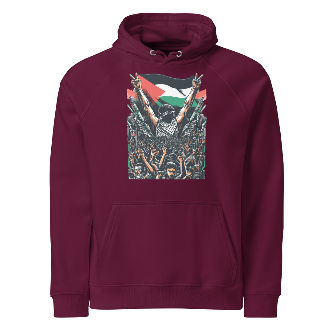 Free Palestine - Men’s Eco Raglan Hoodie, Eco Raglan Hoodie Burgundy