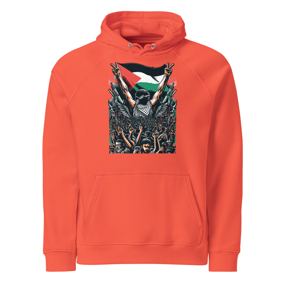 Free Palestine - Men’s Eco Raglan Hoodie, Eco Raglan Hoodie Burnt Orange