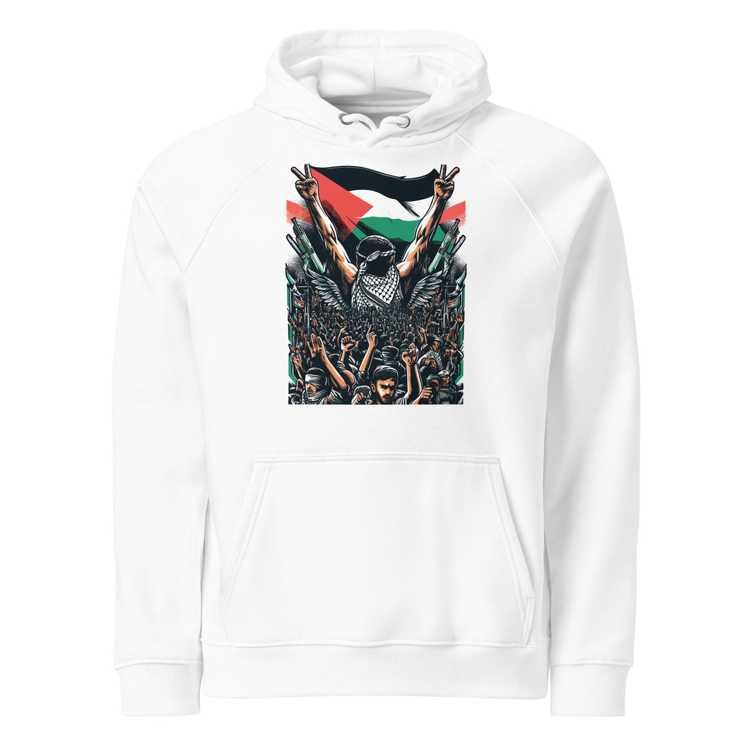 Free Palestine - Men’s Eco Raglan Hoodie, Eco Raglan Hoodie White