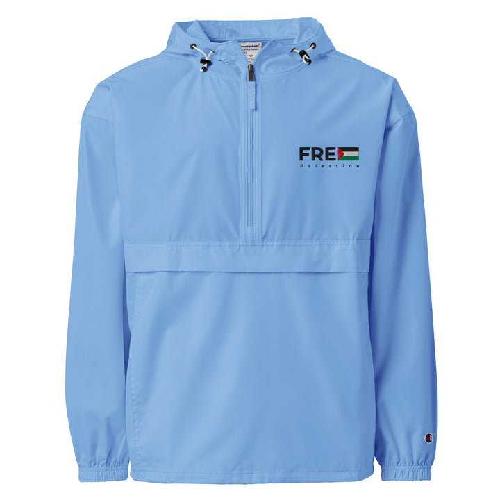Free Palestine - Men’s Embroidered Champion Packable Jacket, Embroidered Champion Packable Jacket Light Blue