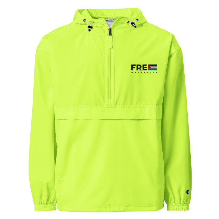 Free Palestine - Men’s Embroidered Champion Packable Jacket, Embroidered Champion Packable Jacket Safety Green