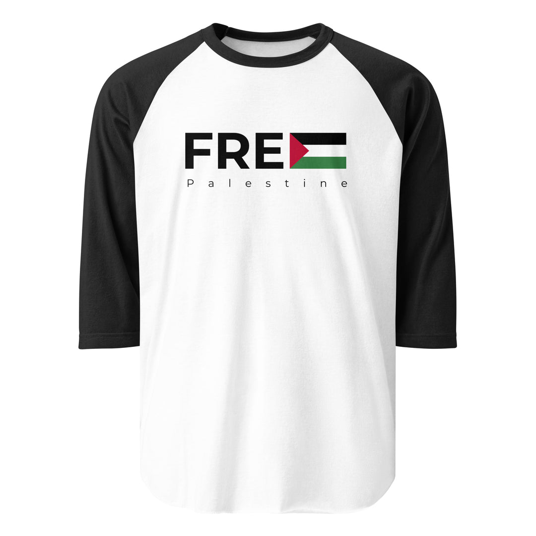 Free Palestine - Men’s ¾ Sleeve Raglan Shirt, 34 Sleeve Raglan Shirt White Black
