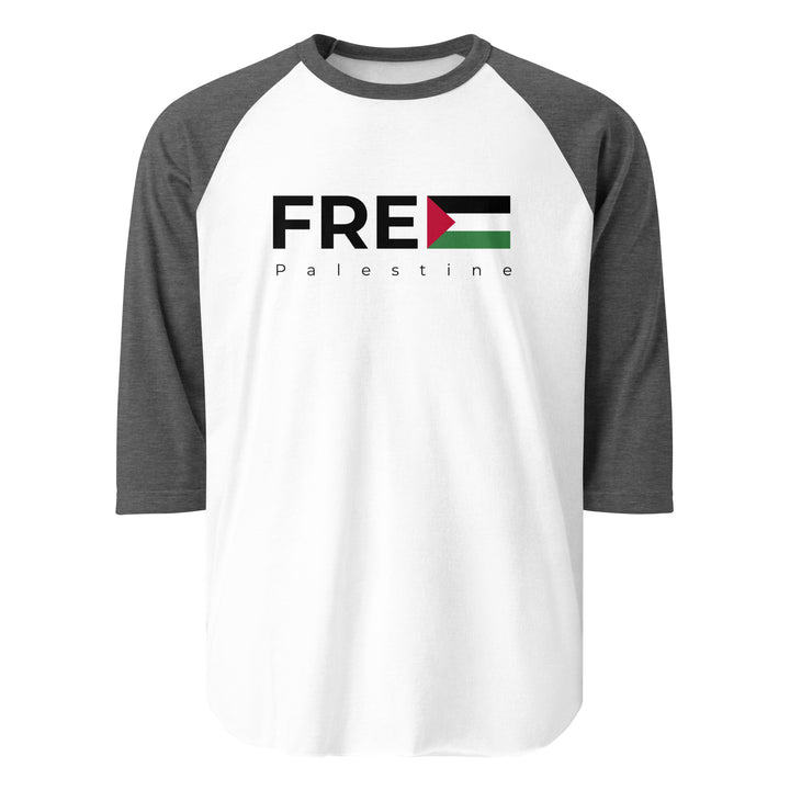 Free Palestine - Men’s ¾ Sleeve Raglan Shirt, 34 Sleeve Raglan Shirt White Heather Charcoal
