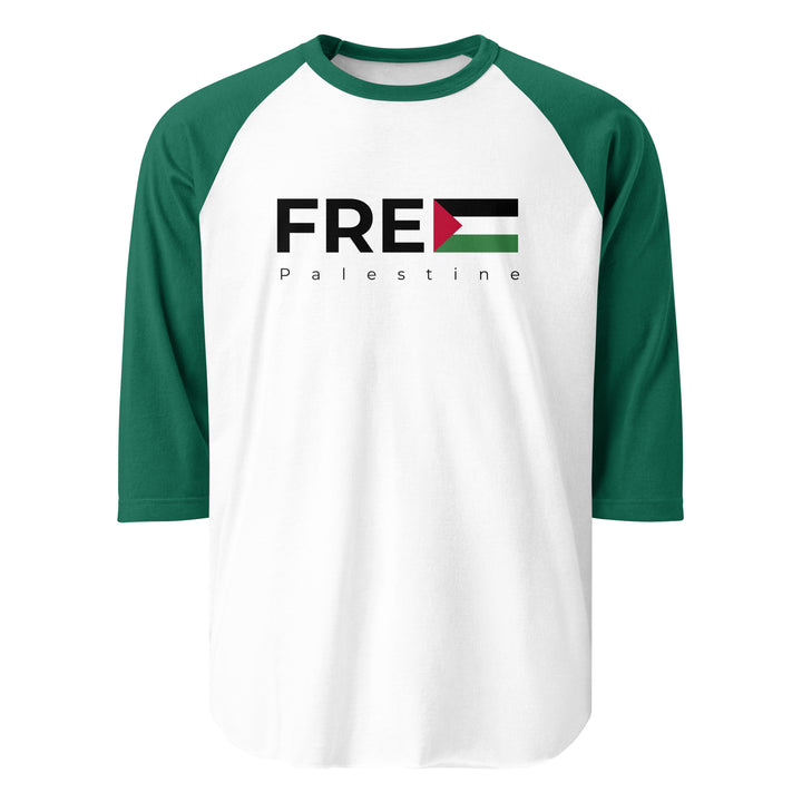 Free Palestine - Men’s ¾ Sleeve Raglan Shirt, 34 Sleeve Raglan Shirt White Kelly