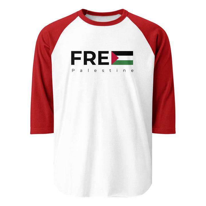 Free Palestine - Men’s ¾ Sleeve Raglan Shirt, 34 Sleeve Raglan Shirt White Red
