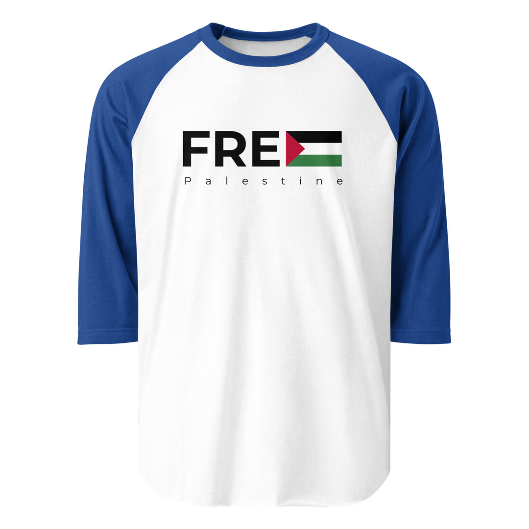 Free Palestine - Men’s ¾ Sleeve Raglan Shirt, 34 Sleeve Raglan Shirt White Royal