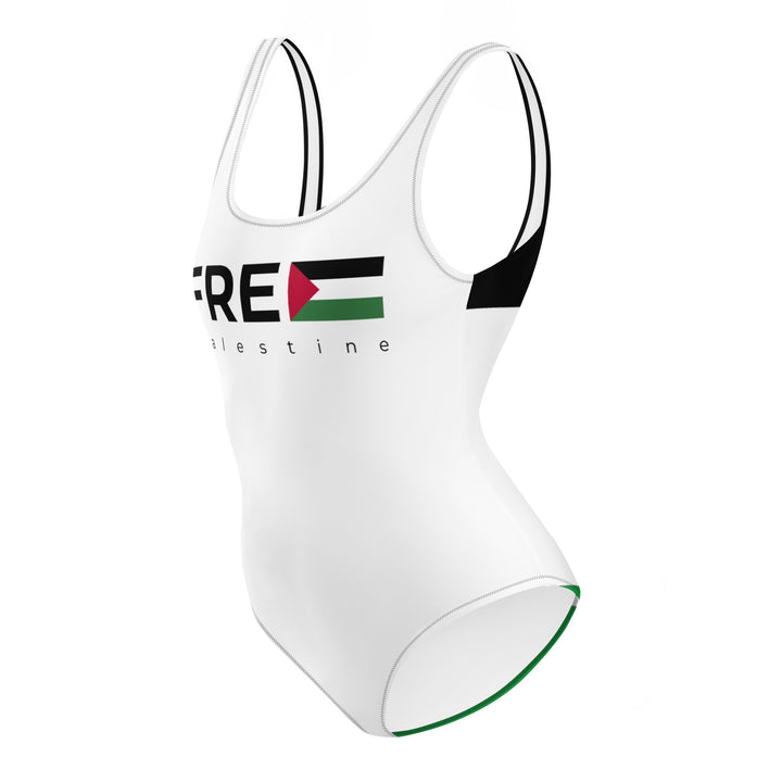 Free Palestine - One-Piece Swimsuit, Swimsuit White