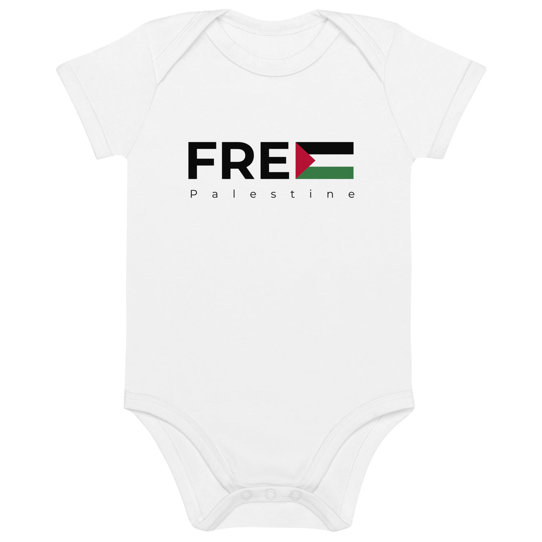Free Palestine - Organic Cotton Baby Bodysuit, Cotton Baby Bodysuit White
