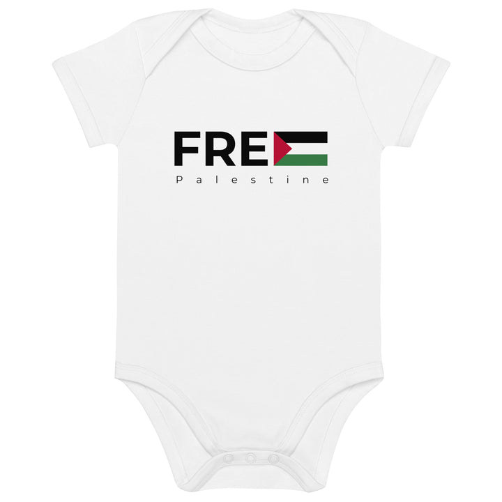 Free Palestine - Organic Cotton Baby Bodysuit, Cotton Baby Bodysuit White