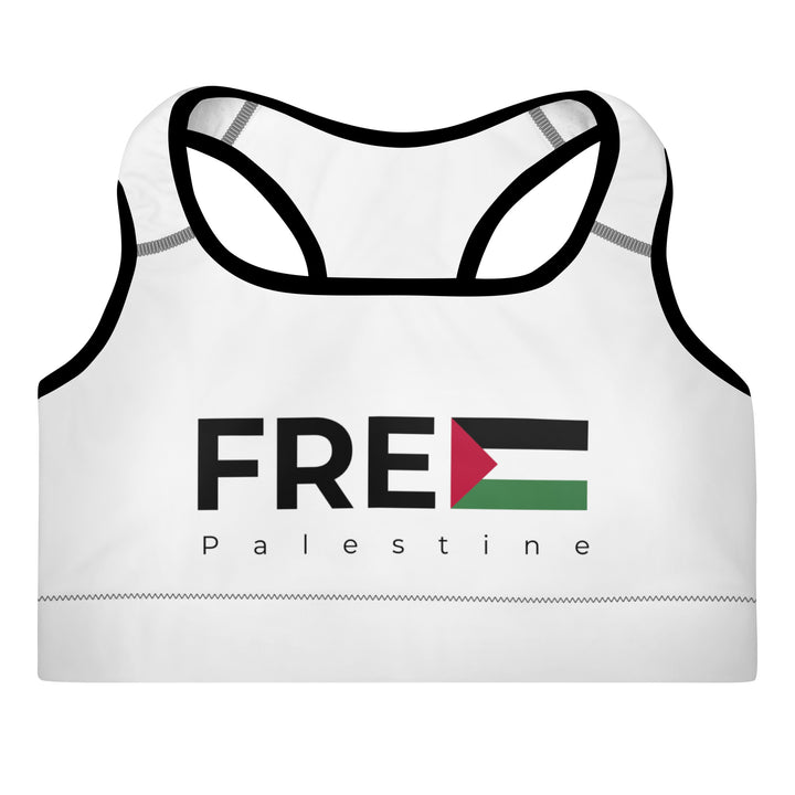 Free Palestine - Padded Sports Bra, Padded Sports Bra Black