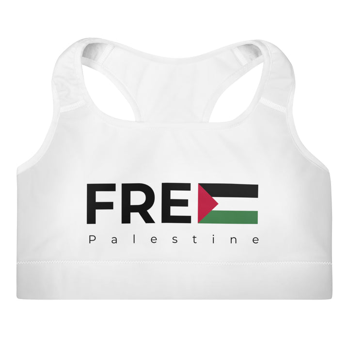 Free Palestine - Padded Sports Bra, Padded Sports Bra White
