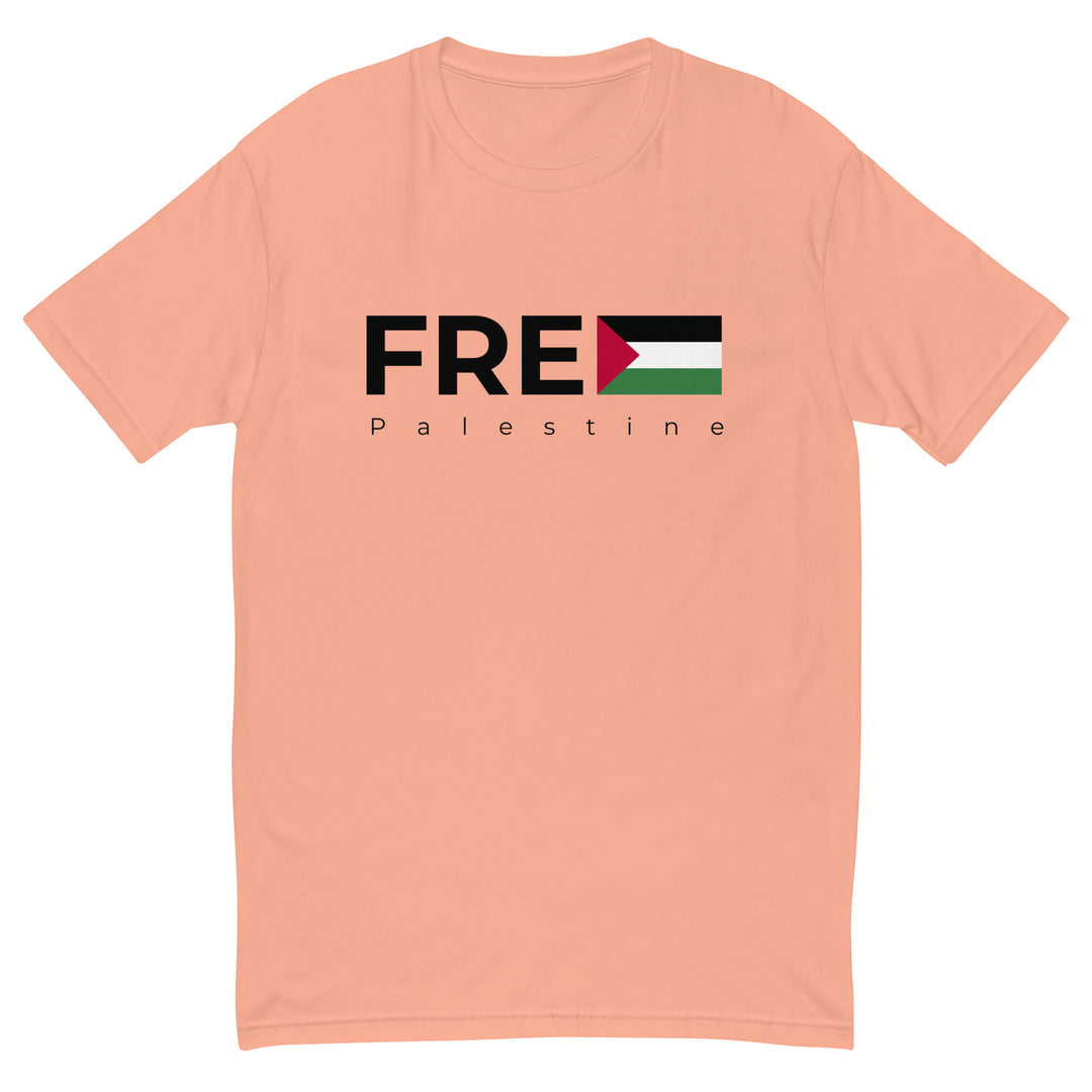 Free Palestine - Short Sleeve T-shirt, Mens Fitted T Shirt Desert Pink