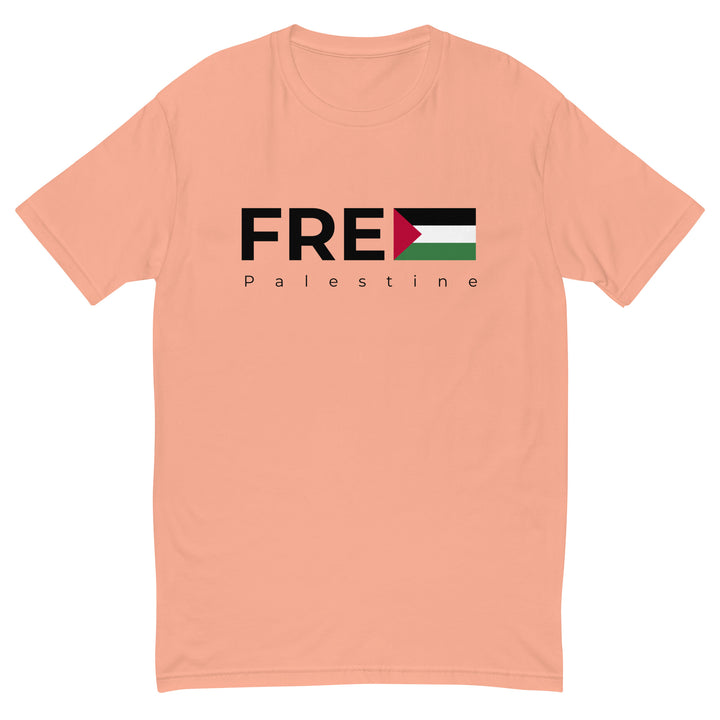 Free Palestine - Short Sleeve T-shirt, Mens Fitted T Shirt Desert Pink