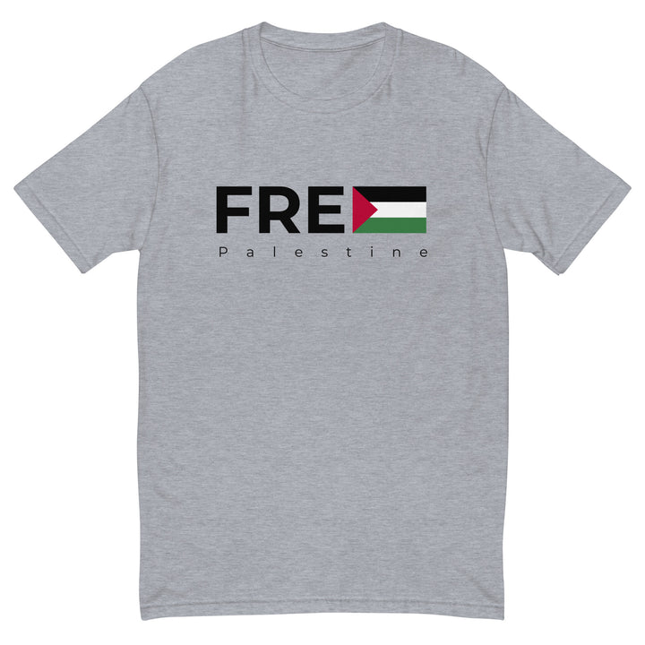 Free Palestine - Short Sleeve T-shirt, Mens Fitted T Shirt Heather Grey