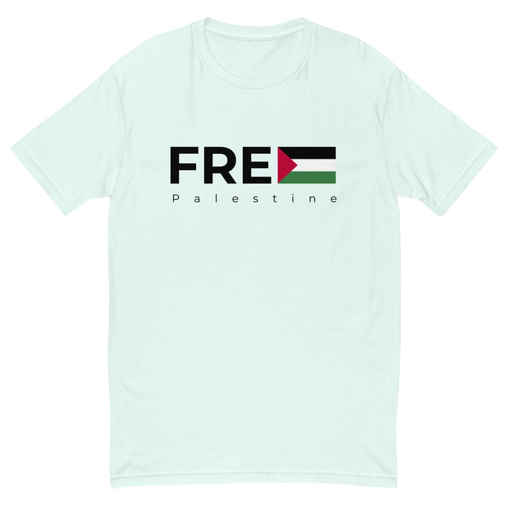 Free Palestine - Short Sleeve T-shirt, Mens Fitted T Shirt Light Blue