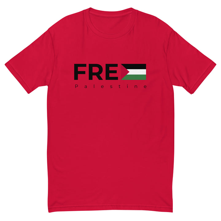 Free Palestine - Short Sleeve T-shirt, Mens Fitted T Shirt Red