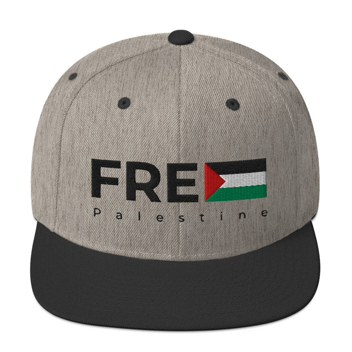 Free Palestine - Snapback Hat, Snapback Heather Black