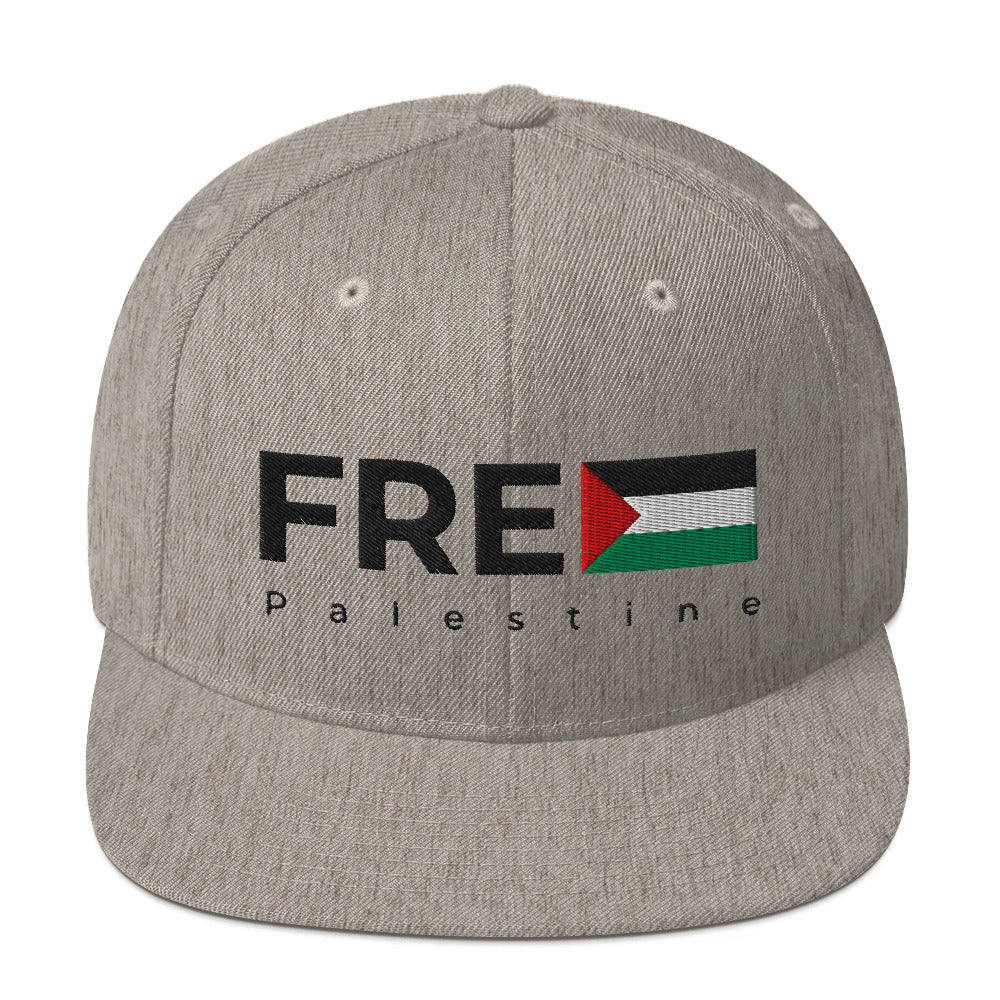 Free Palestine - Snapback Hat, Snapback Heather Grey