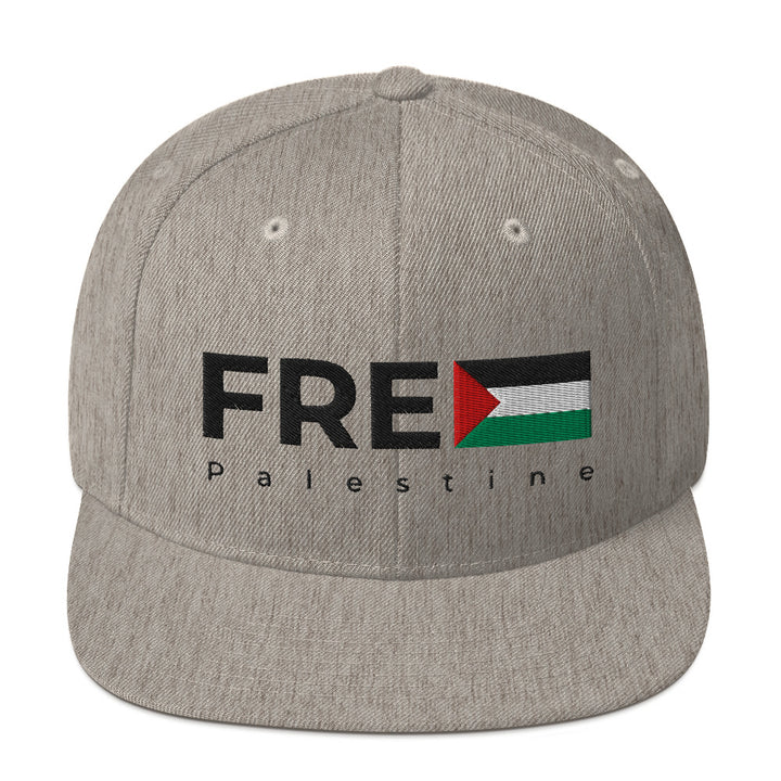 Free Palestine - Snapback Hat, Snapback Heather Grey