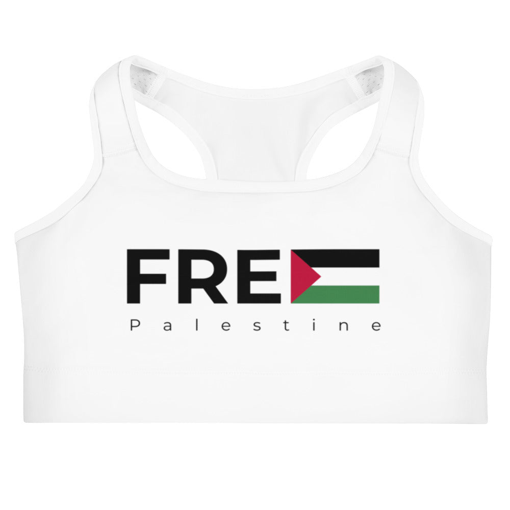 Free Palestine - Sports Bra, White