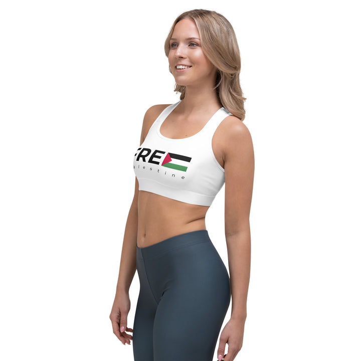 Free Palestine - Sports Bra, White