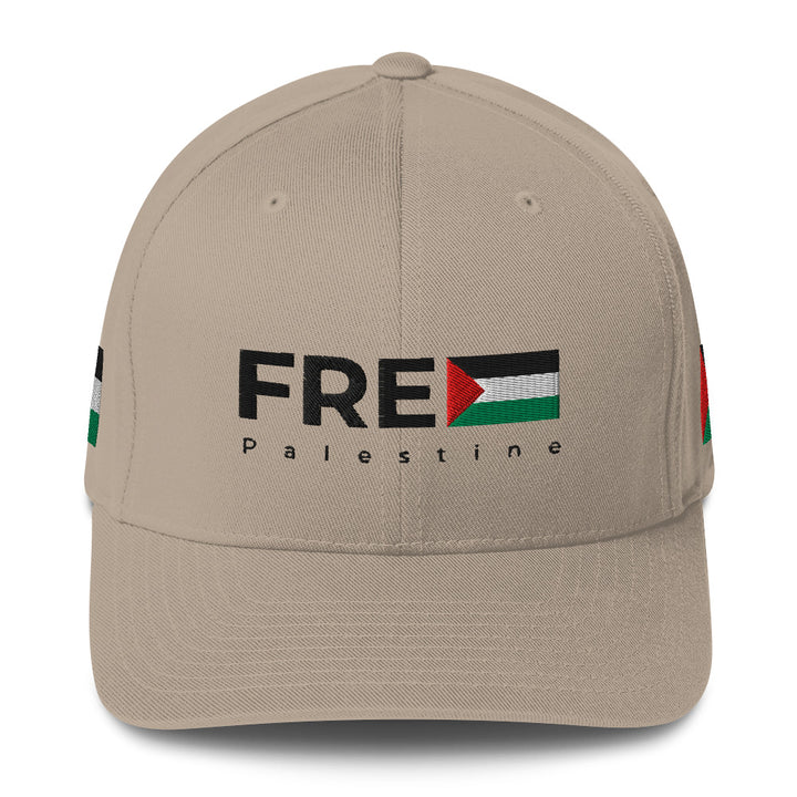 Free Palestine - Structured Twill Cap, Closed Back Structured Cap Khaki