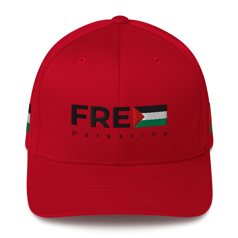Free Palestine - Structured Twill Cap, Closed Back Structured Cap Red