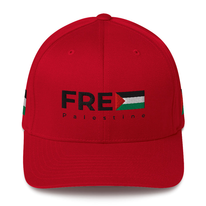 Free Palestine - Structured Twill Cap, Closed Back Structured Cap Red