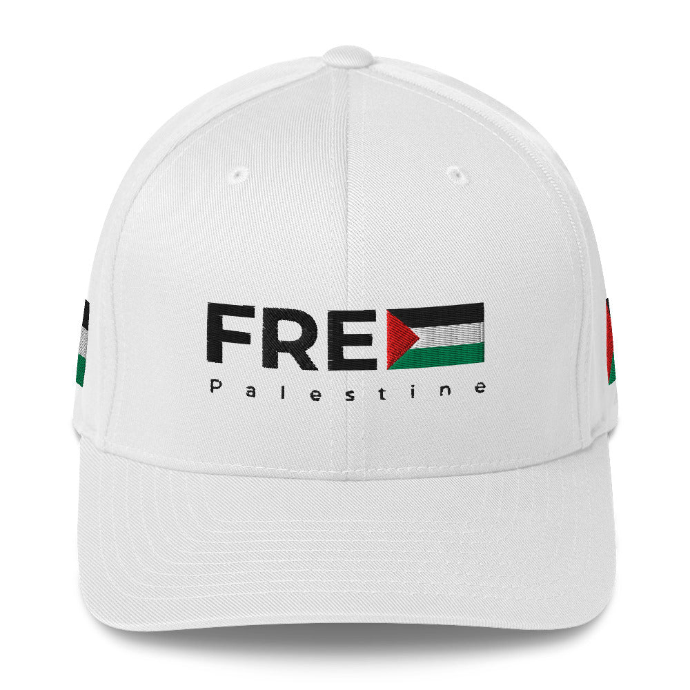 Free Palestine - Structured Twill Cap, Closed Back Structured Cap White