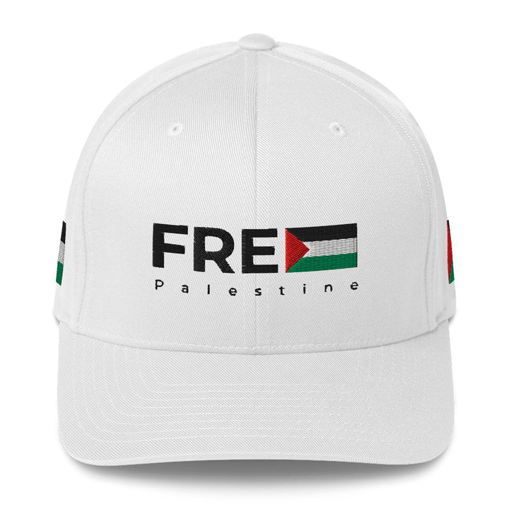Free Palestine - Structured Twill Cap, Closed Back Structured Cap White
