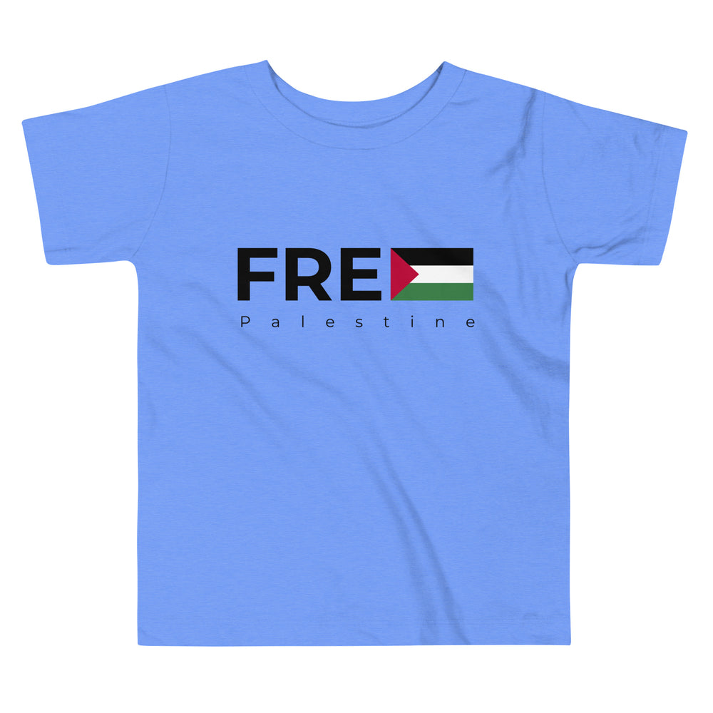 Free Palestine - Toddler Short Sleeve Tee, Heather Columbia Blue