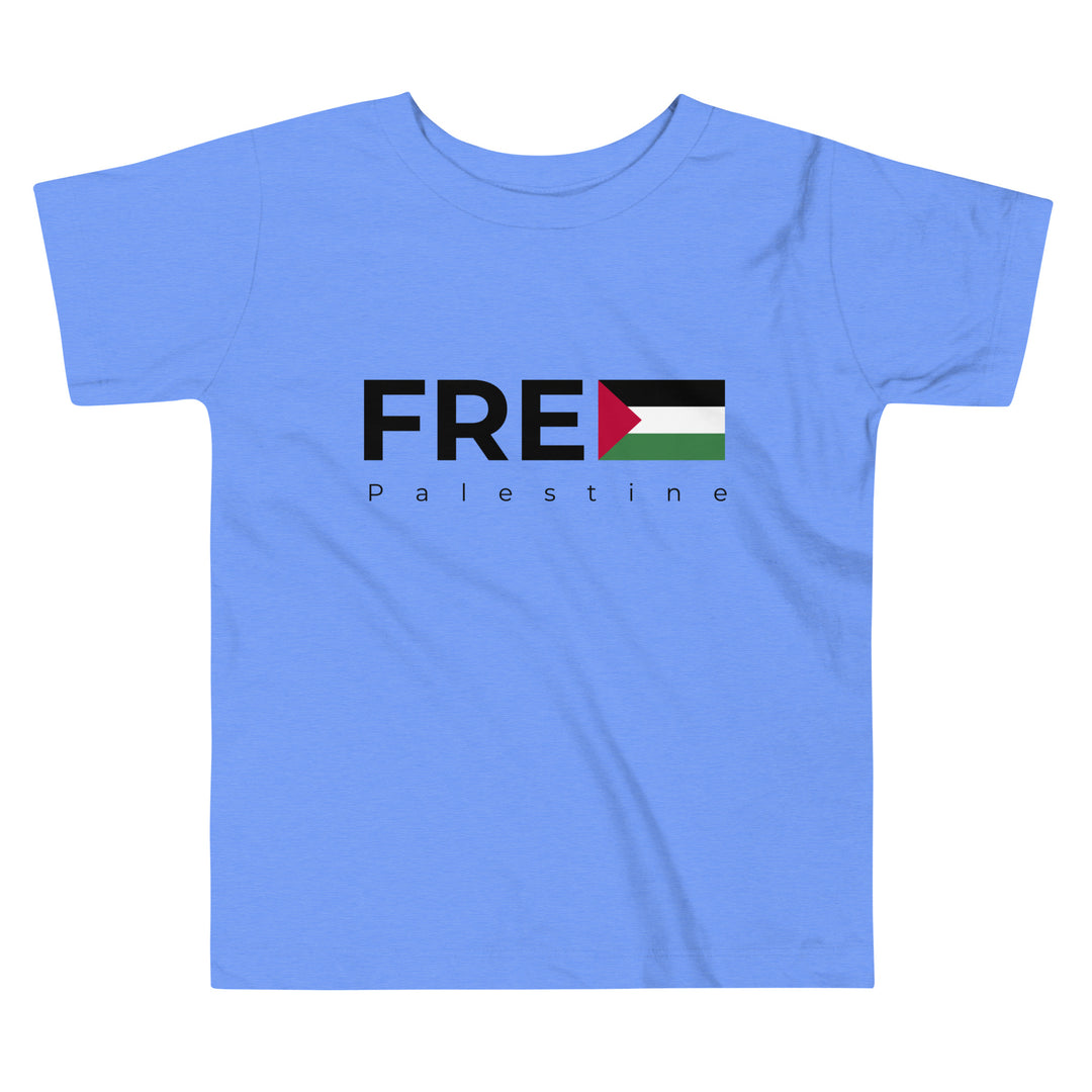 Free Palestine - Toddler Short Sleeve Tee, Heather Columbia Blue