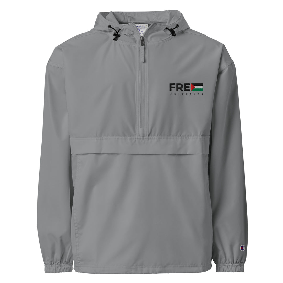 Free Palestine - Women’s Embroidered Champion Packable Jacket, Embroidered Champion Packable Jacket Graphite