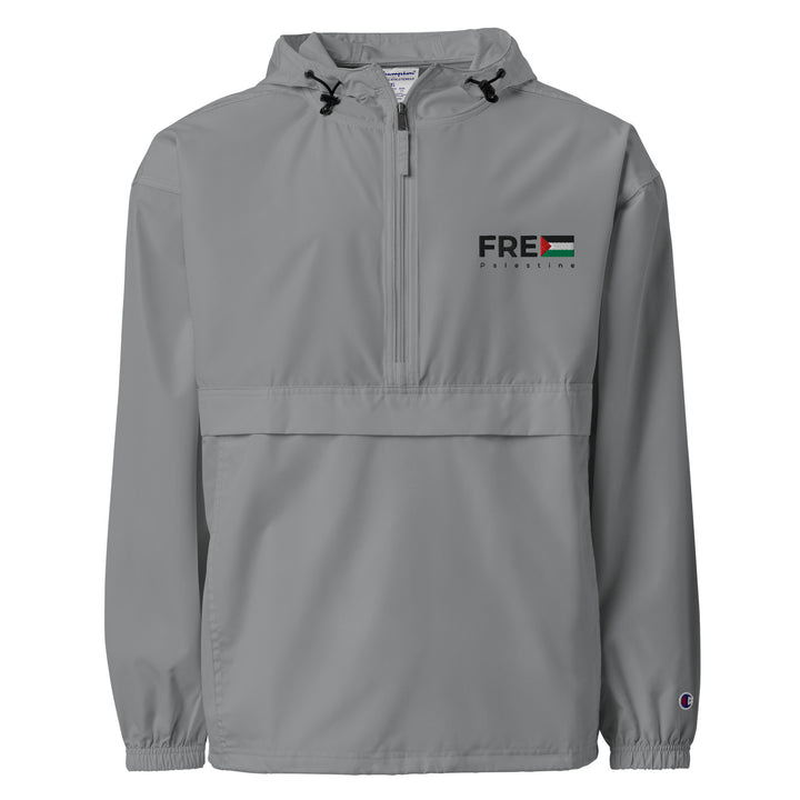 Free Palestine - Women’s Embroidered Champion Packable Jacket, Embroidered Champion Packable Jacket Graphite