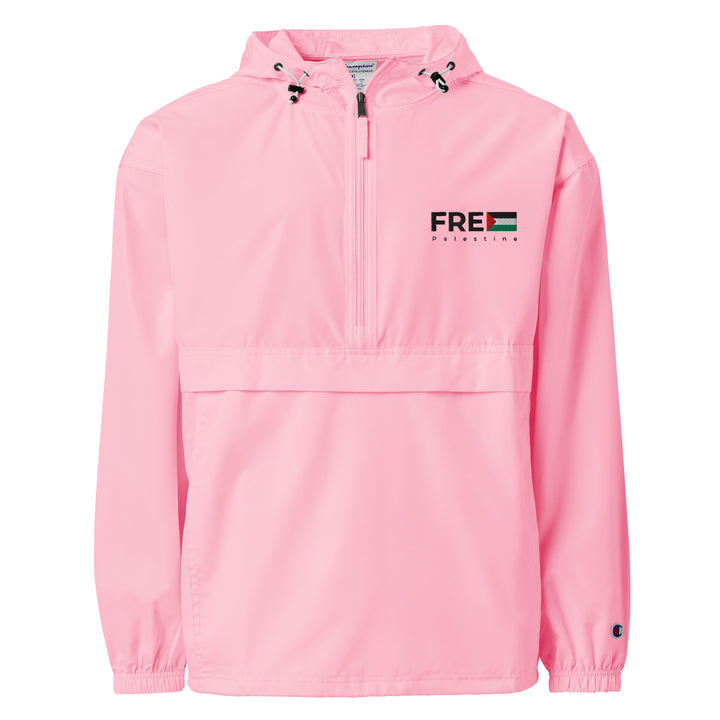 Free Palestine - Women’s Embroidered Champion Packable Jacket, Embroidered Champion Packable Jacket Pink Candy