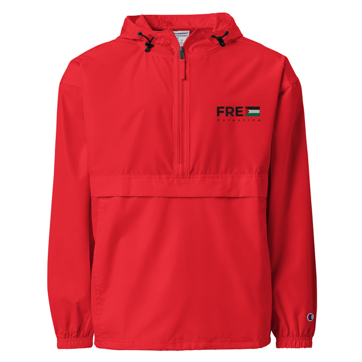 Free Palestine - Women’s Embroidered Champion Packable Jacket, Embroidered Champion Packable Jacket Scarlet