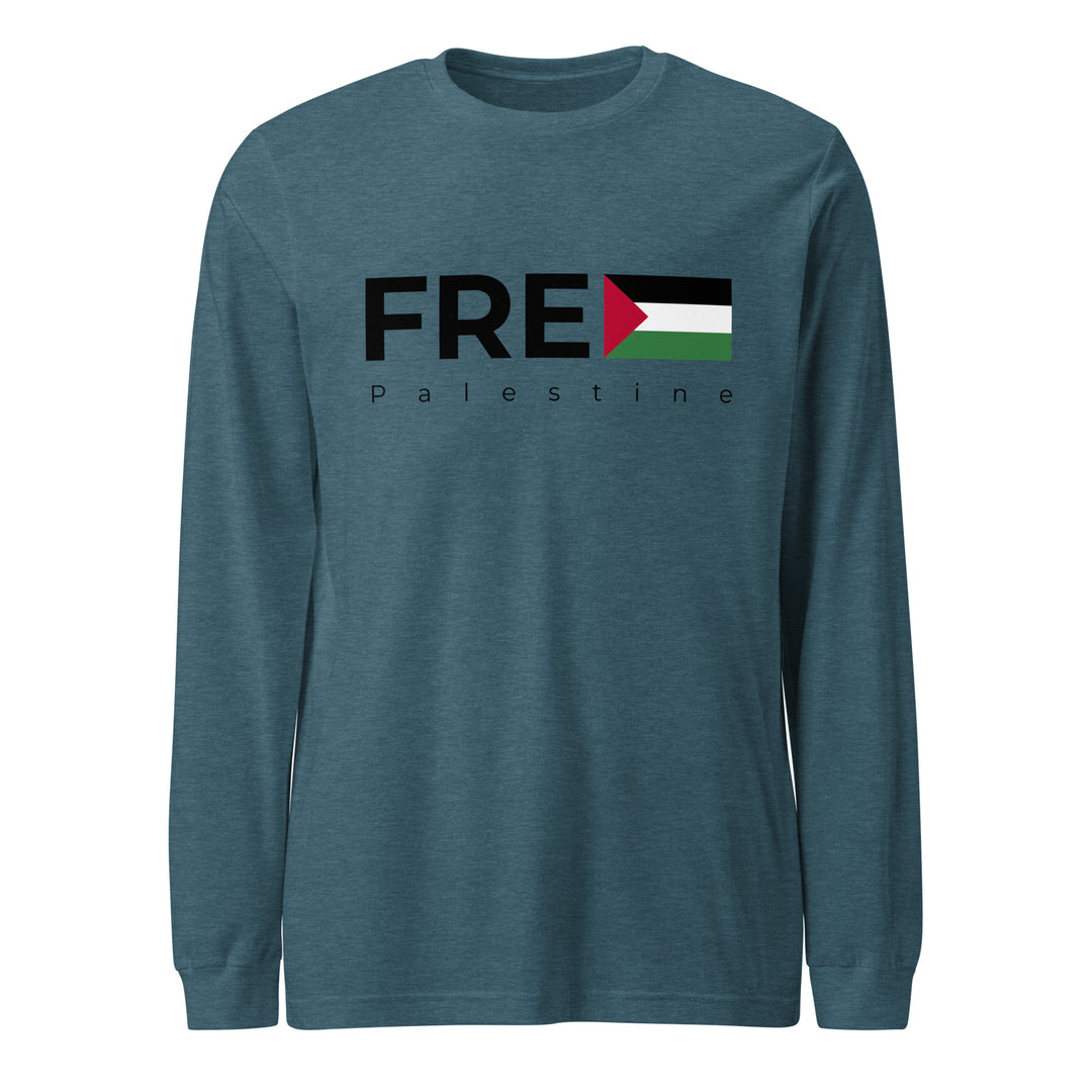Free Palestine - Women’s Long Sleeve Tee, Heather Deep Teal