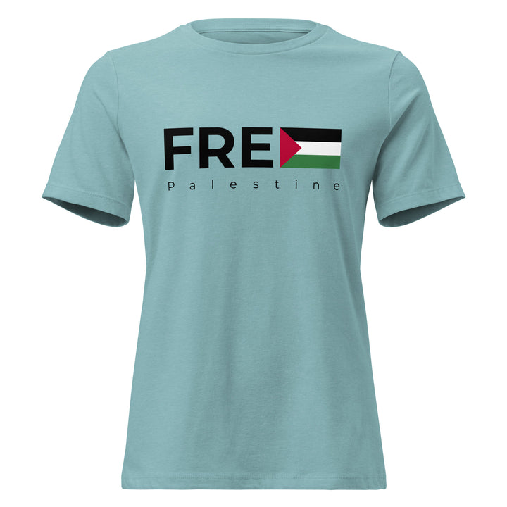 Free Palestine - Women’s Relaxed T-Shirt, Womens Relaxed T Shirt Heather Blue Lagoon
