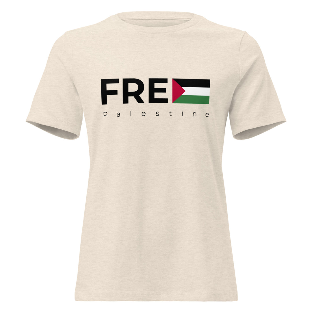 Free Palestine - Women’s Relaxed T-Shirt, Womens Relaxed T Shirt Heather Prism Natural