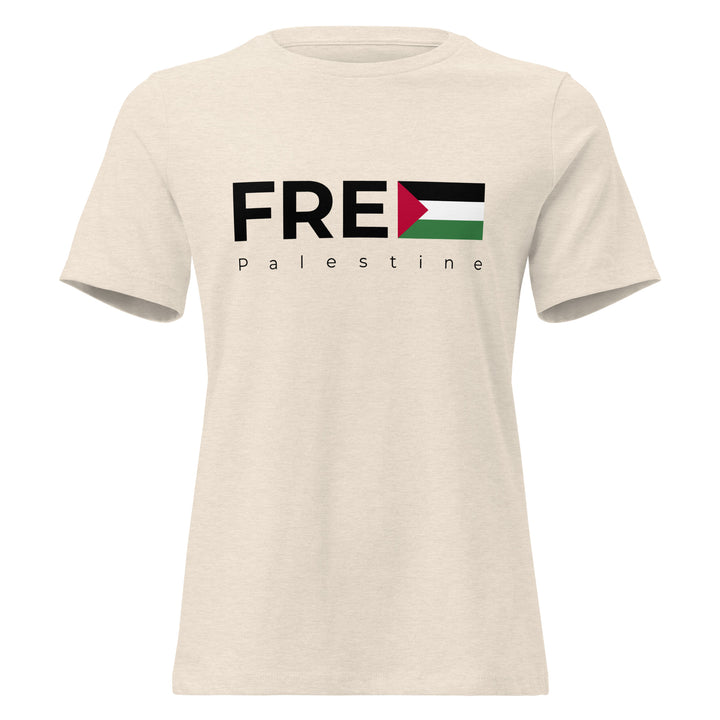 Free Palestine - Women’s Relaxed T-Shirt, Womens Relaxed T Shirt Heather Prism Natural