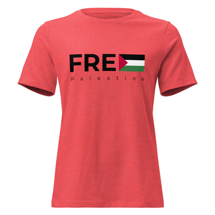 Free Palestine - Women’s Relaxed T-Shirt, Womens Relaxed T Shirt Heather Red
