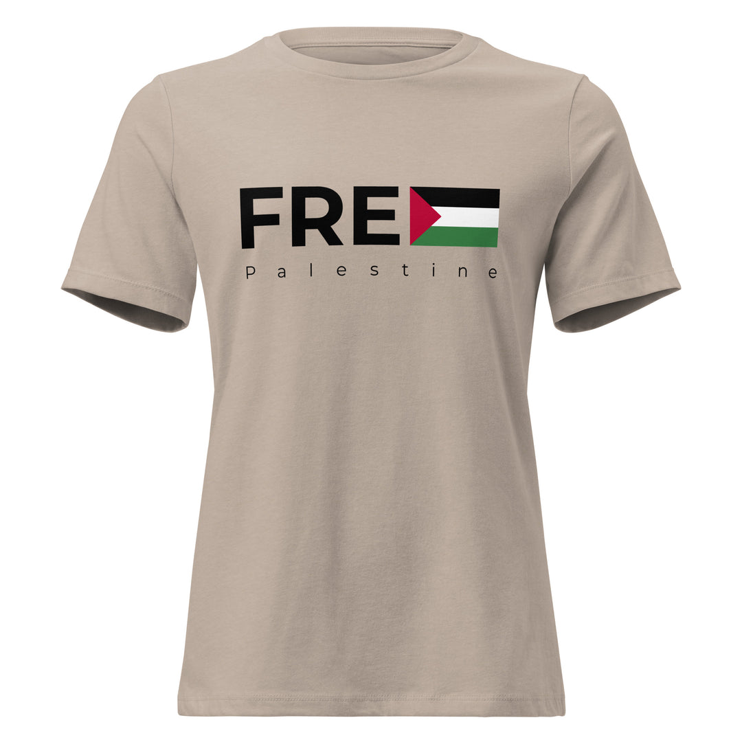 Free Palestine - Women’s Relaxed T-Shirt, Womens Relaxed T Shirt Heather Stone