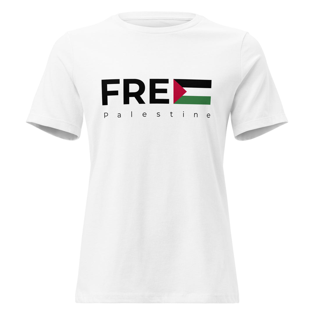 Free Palestine - Women’s Relaxed T-Shirt, Womens Relaxed T Shirt White