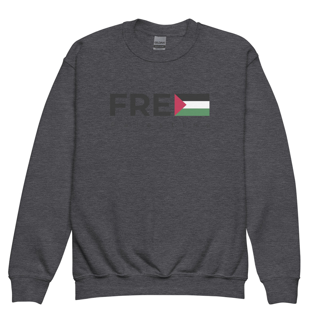Free Palestine - Youth Crewneck Sweatshirt, Dark Heather