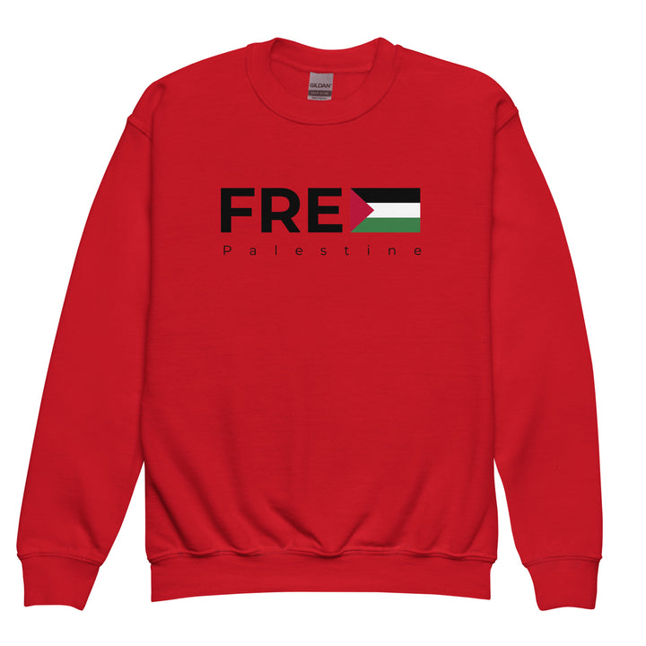 Free Palestine - Youth Crewneck Sweatshirt, Red